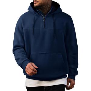 imageJMIERR Mens Casual Cotton Hoodies Drawstring Quarter Zip Pullover Sweatshirts06 Blue