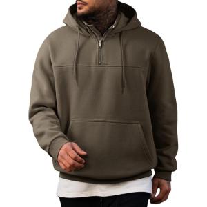 imageJMIERR Mens Casual Cotton Hoodies Drawstring Quarter Zip Pullover Sweatshirts07 Dusty Olive