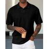 imageJMIERR Mens Polo Shirt Knit Button Casual Short Sleeve Summer Vacation Beach Stretchy Golf ShirtsBlack