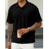 imageJMIERR Mens Polo Shirt Knit Button Casual Short Sleeve Summer Vacation Beach Stretchy Golf ShirtsBlack