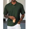 imageJMIERR Mens Polo Shirt Knit Button Casual Short Sleeve Summer Vacation Beach Stretchy Golf ShirtsGreen