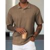 imageJMIERR Mens Polo Shirt Knit Button Casual Short Sleeve Summer Vacation Beach Stretchy Golf ShirtsKhaki