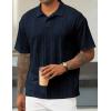 imageJMIERR Mens Polo Shirt Knit Button Casual Short Sleeve Summer Vacation Beach Stretchy Golf ShirtsNavy Blue