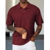 imageJMIERR Mens Polo Shirt Knit Button Casual Short Sleeve Summer Vacation Beach Stretchy Golf ShirtsRed