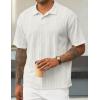 imageJMIERR Mens Polo Shirt Knit Button Casual Short Sleeve Summer Vacation Beach Stretchy Golf ShirtsWhite