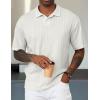 imageJMIERR Mens Polo Shirt Knit Button Casual Short Sleeve Summer Vacation Beach Stretchy Golf ShirtsWhite