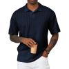 imageJMIERR Mens Polo Shirt Knit Button Casual Short Sleeve Summer Vacation Beach Stretchy Golf ShirtsNavy Blue