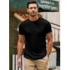 imageJMIERR Mens Short Sleeve T Shirt Summer Muscle Slim Fitted Crewneck Longline Tees Shirts for Gym Workout0 Black