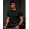 imageJMIERR Mens Short Sleeve T Shirt Summer Muscle Slim Fitted Crewneck Longline Tees Shirts for Gym Workout0 Black
