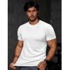 imageJMIERR Mens Short Sleeve T Shirt Summer Muscle Slim Fitted Crewneck Longline Tees Shirts for Gym Workout1 White