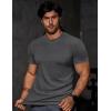 imageJMIERR Mens Short Sleeve T Shirt Summer Muscle Slim Fitted Crewneck Longline Tees Shirts for Gym WorkoutA Dark Grey