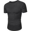 imageJMIERR Mens Short Sleeve T Shirt Summer Muscle Slim Fitted Crewneck Longline Tees Shirts for Gym WorkoutA Dark Grey