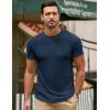 imageJMIERR Mens Short Sleeve T Shirt Summer Muscle Slim Fitted Crewneck Longline Tees Shirts for Gym WorkoutB Dark Blue