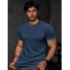 imageJMIERR Mens Short Sleeve T Shirt Summer Muscle Slim Fitted Crewneck Longline Tees Shirts for Gym WorkoutB Dark Blue