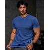 imageJMIERR Mens Short Sleeve T Shirt Summer Muscle Slim Fitted Crewneck Longline Tees Shirts for Gym WorkoutC Blue 2