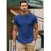 imageJMIERR Mens Short Sleeve T Shirt Summer Muscle Slim Fitted Crewneck Longline Tees Shirts for Gym WorkoutC Blue 2