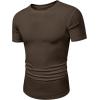 imageJMIERR Mens Short Sleeve T Shirt Summer Muscle Slim Fitted Crewneck Longline Tees Shirts for Gym WorkoutD Dark Brown