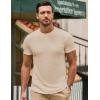 imageJMIERR Mens Short Sleeve T Shirt Summer Muscle Slim Fitted Crewneck Longline Tees Shirts for Gym WorkoutF Beige