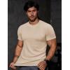 imageJMIERR Mens Short Sleeve T Shirt Summer Muscle Slim Fitted Crewneck Longline Tees Shirts for Gym WorkoutF Beige