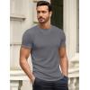 imageJMIERR Mens Short Sleeve T Shirt Summer Muscle Slim Fitted Crewneck Longline Tees Shirts for Gym WorkoutF Grey