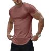 imageJMIERR Mens Short Sleeve T Shirt Summer Muscle Slim Fitted Crewneck Longline Tees Shirts for Gym WorkoutD Light Red