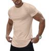 imageJMIERR Mens Short Sleeve T Shirt Summer Muscle Slim Fitted Crewneck Longline Tees Shirts for Gym WorkoutF Beige