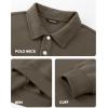 imageJMIERR Mens Casual Cotton Polo Sweatshirts Long Sleeve Button Collared Pullover ShirtsKhaki