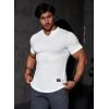imageJMIERR Mens Muscle Slim T Shirts Texture V Neck Longline Henley Gym Workout Athletic Tee Shirt0 White