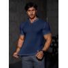 imageJMIERR Mens Muscle Slim T Shirts Texture V Neck Longline Henley Gym Workout Athletic Tee ShirtA Blue