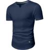imageJMIERR Mens Muscle Slim T Shirts Texture V Neck Longline Henley Gym Workout Athletic Tee ShirtA Blue