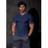 imageJMIERR Mens Muscle Slim T Shirts Texture V Neck Longline Henley Gym Workout Athletic Tee ShirtA Blue