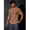 imageJMIERR Mens Muscle Slim T Shirts Texture V Neck Longline Henley Gym Workout Athletic Tee ShirtA Brown
