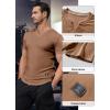 imageJMIERR Mens Muscle Slim T Shirts Texture V Neck Longline Henley Gym Workout Athletic Tee ShirtA Brown