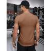imageJMIERR Mens Muscle Slim T Shirts Texture V Neck Longline Henley Gym Workout Athletic Tee ShirtA Brown