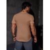 imageJMIERR Mens Muscle Slim T Shirts Texture V Neck Longline Henley Gym Workout Athletic Tee ShirtA Brown