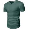 imageJMIERR Mens Muscle Slim T Shirts Texture V Neck Longline Henley Gym Workout Athletic Tee ShirtA Green