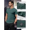 imageJMIERR Mens Muscle Slim T Shirts Texture V Neck Longline Henley Gym Workout Athletic Tee ShirtA Green