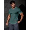 imageJMIERR Mens Muscle Slim T Shirts Texture V Neck Longline Henley Gym Workout Athletic Tee ShirtA Green