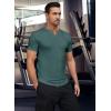imageJMIERR Mens Muscle Slim T Shirts Texture V Neck Longline Henley Gym Workout Athletic Tee ShirtA Green