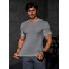 imageJMIERR Mens Muscle Slim T Shirts Texture V Neck Longline Henley Gym Workout Athletic Tee ShirtA Grey