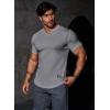 imageJMIERR Mens Muscle Slim T Shirts Texture V Neck Longline Henley Gym Workout Athletic Tee ShirtA Grey