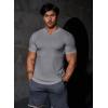 imageJMIERR Mens Muscle Slim T Shirts Texture V Neck Longline Henley Gym Workout Athletic Tee ShirtA Grey