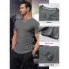 imageJMIERR Mens Muscle Slim T Shirts Texture V Neck Longline Henley Gym Workout Athletic Tee ShirtA Grey