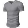 imageJMIERR Mens Muscle Slim T Shirts Texture V Neck Longline Henley Gym Workout Athletic Tee ShirtA Grey