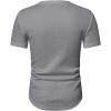 imageJMIERR Mens Muscle Slim T Shirts Texture V Neck Longline Henley Gym Workout Athletic Tee ShirtA Grey
