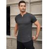 imageJMIERR Mens Muscle Slim T Shirts Texture V Neck Longline Henley Gym Workout Athletic Tee ShirtA Grey1