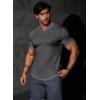 imageJMIERR Mens Muscle Slim T Shirts Texture V Neck Longline Henley Gym Workout Athletic Tee ShirtA Grey1