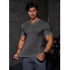imageJMIERR Mens Muscle Slim T Shirts Texture V Neck Longline Henley Gym Workout Athletic Tee ShirtA Grey1