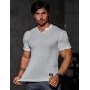 imageJMIERR Mens Muscle Slim T Shirts Texture V Neck Longline Henley Gym Workout Athletic Tee ShirtA Grey2