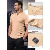 imageJMIERR Mens Muscle Slim T Shirts Texture V Neck Longline Henley Gym Workout Athletic Tee ShirtA Khaki